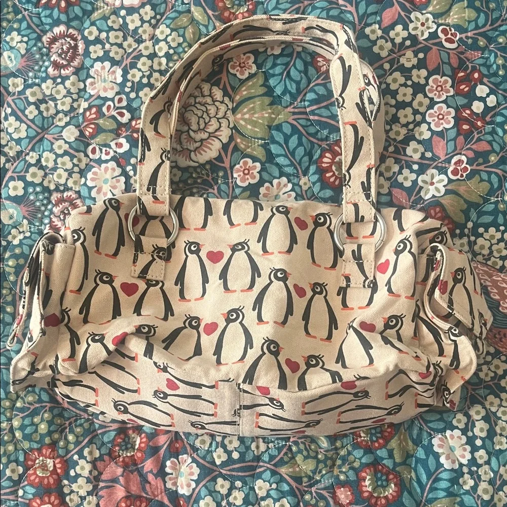 Bungalow 360 Tan Penguin Print Shoulder Bag - Picture 9 of 9